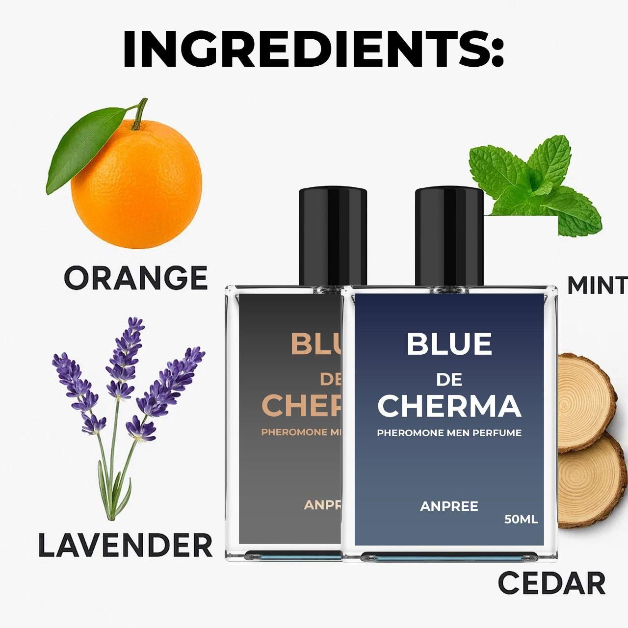 BLUE DE CHERMA Pheromone Men Perfume Combo ? ANPREE 50ml  | Long-Lasting Woody Fresh Scent  (Pack of 2)